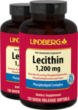 Lécithine- NON OGM, 1200 mg, 120 Capsules molles à libération rapide, 2  Bouteilles