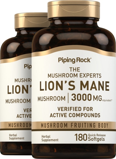 Lion's Mane Mushroom, 3000 mg (pro Portion), 180 Softgele mit schneller Freisetzung, 2  Flaschen