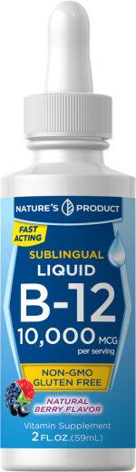 Liquid B-12 (Natural Berry), 10,000 mcg, 2 fl oz (59 mL) Bočica s kapaljkom