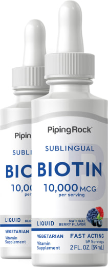 Cecair Biotin, 10,000 mcg, 2 fl oz (59 mL) Botol, 2  Botol Penitis