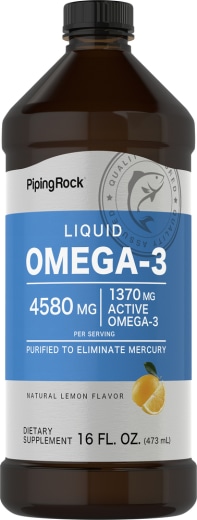Cecair Omega-3 (Lemon Asli), 4580 mg (setiap sajian), 16 fl oz (473 mL) Botol