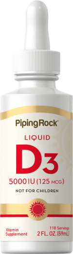Nestemäinen D3-vitamiini , 5000 IU, 2 fl oz (59 mL) Pipettipullo