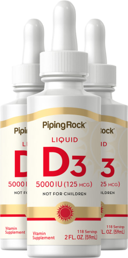 Liquid Vitamin D3, 5000 IU, 2 fl oz (59 mL) Dropper Bottle, 3  Dropper Bottles