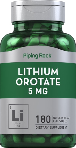 Orotato de lítio , 5 mg, 180 Cápsulas de Rápida Absorção