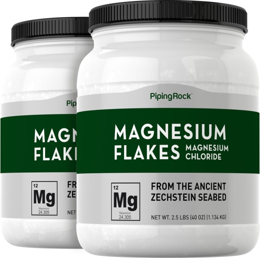Magnesium Chloride Flakes จากทะเล Ancient Zechstein, 2.5 lbs (40 oz) ขวด, 2 ขวด