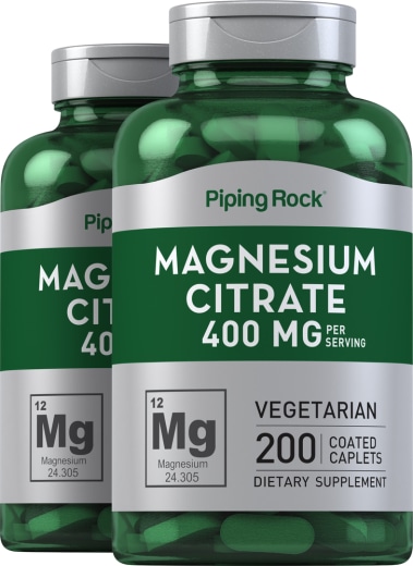 Magnesium Citrate, 400 mg, 200 Coated Caplets, 2  Bottles