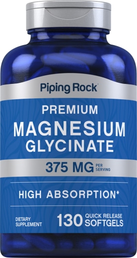 Glicinato de magnesio , 375 mg (por porción), 130 Cápsulas blandas de liberación rápida