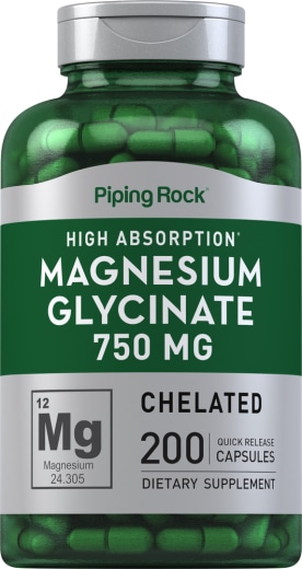 Magnesiumglycinat , 750 mg, 200 Kapsler for hurtig frigivelse