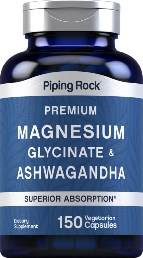Magnesiumglycinaat + Ashwagandha, 150 Vegetarische capsules