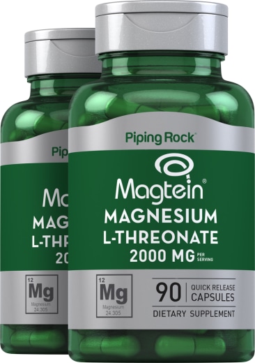 Magnesium L-Threonat ‒ Magtein, 90 Kapseln mit schneller Freisetzung, 2  Flaschen