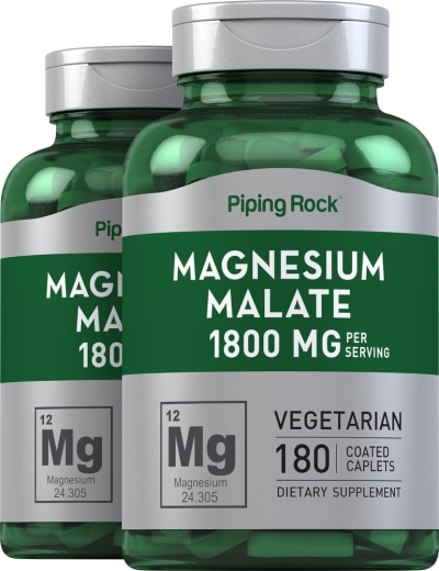 Magnesium Malate, 1800 mg, 180 Coated Caplets, 2  Bottles