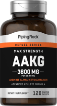 Max Strength AAKG Arginine Alpha-Ketoglutarate (Nitric Oxide Enhancer), 3600 mg (per serving), 120 Coated Caplets