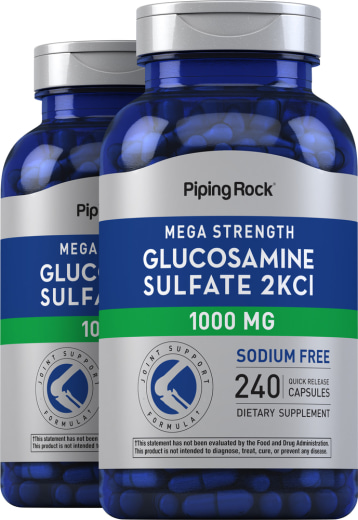 Mega sulfato de glucosamina , 1000 mg, 240 Cápsulas de Rápida Absorção, 2  Frascos