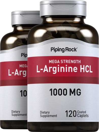 Mega Strength L-Arginine HCL, 1000 mg, 120 Coated Caplets, 2  Bottles