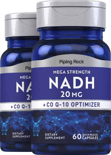 Mega Strength NADH , 20 mg, 60 Snabbverkande kapslar, 2  Flaskor