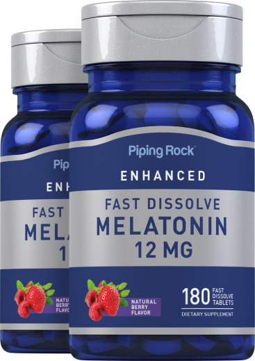 Melatonin Hızlı Çözünen, 12 mg, 180 Hızlı Çözünen Tabletler, 2  Şişeler