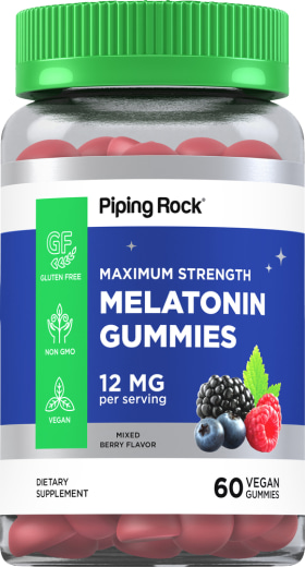 Melatonin Gummies (Natural Berry), 12 mg, 60 Vegan Gummies