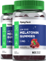 Melatoninesnoepjes (natuurlijke kersen-granaatappel), 1 mg, 60 Veganistische snoepjes, 2  Flessen