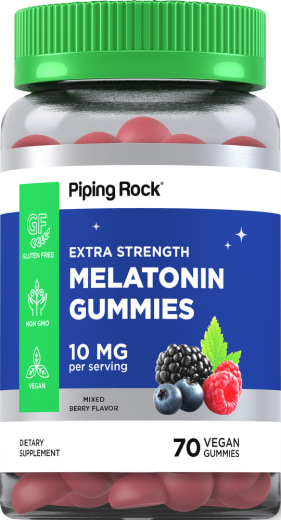 Melatonin-Gummis (köstlich gemischte Beeren) , 10 mg (pro Portion), 70 Vegane Gummibärchen