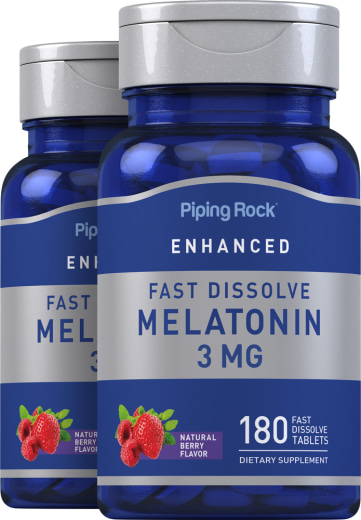 Melatonina , 3 mg, 180 Pastillas de rápida disolución, 2  Botellas/Frascos