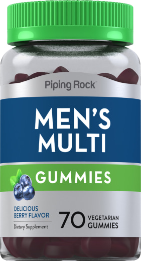 Mænds multivitamin + B-12, D3- og zinkgummier (naturlig bær), 70 Vegetariske vingummier