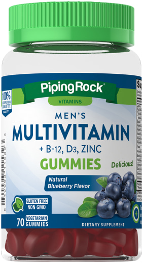 Multivitamines pour hommes + B-12 D3 et  bonbons gélifiés au zinc (Baie naturelle), 70 Gommes végératiennes