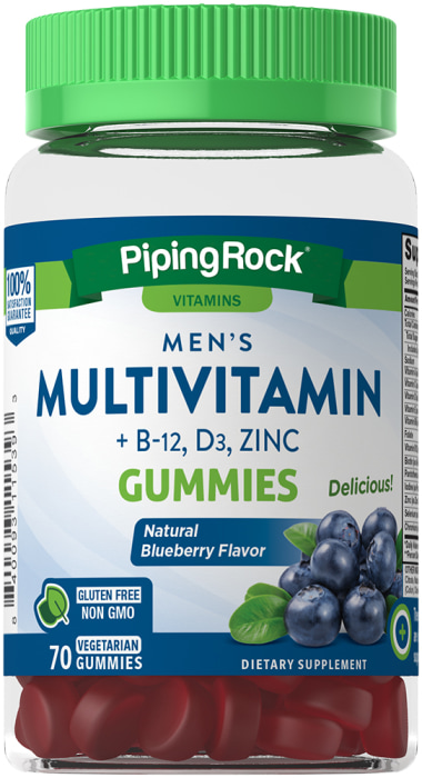 Men's Multivitamin + B-12 D3 & Zinc Gummies (Natural Berry), 70 Vegetarian Gummies