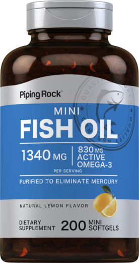 Minicápsulas de aceite de pescado Omega-3, sabor limón, 415 mg, 1340 mg (por porción), 200 Geles blandos minis