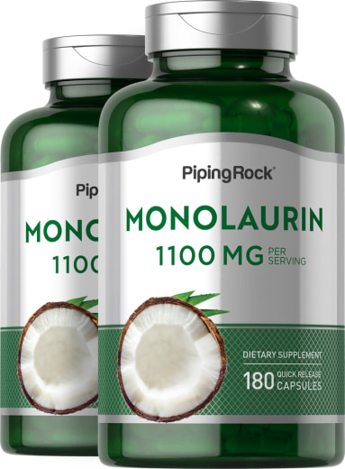 Monolaurine , 1100 mg (per portie), 180 Snel afgevende capsules, 2  Flessen
