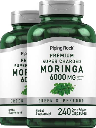 Moringa Oleifera, 6000 mg (per porție), 240 Capsule cu eliberare rapidă, 2  Sticle