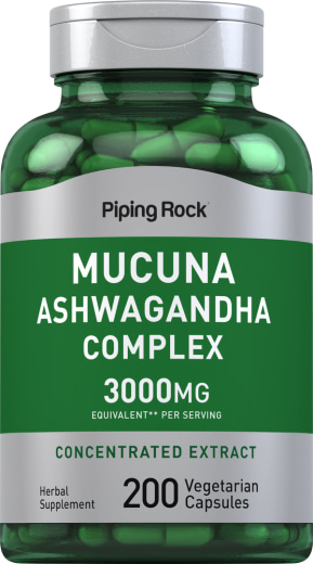 Kompleks Mucuna Ashwagandha, 3000 mg (setiap sajian), 200 Kapsul Vegetarian