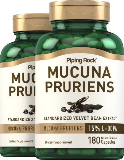 Mucuna Pruriens Standardized (Velvet Bean), 350 mg, 180 Quick Release Capsules, 2  Bottles