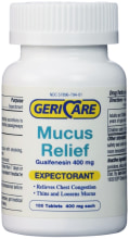 Mucus Relief (Expectorant) Guaifenesin 400mg, Compare to Mucinex , 100 Tablets