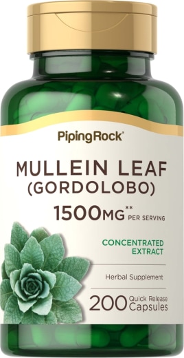 ใบ Mullein (Gordolobo), 1500 mg (ต่อการเสิร์ฟ), 200 แคปซูลแบบปล่อยตัวยาเร็ว
