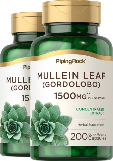 Mullein Leaf (Gordolobo), 1500 mg, 200 Quick Release Capsules, 2  Bottles