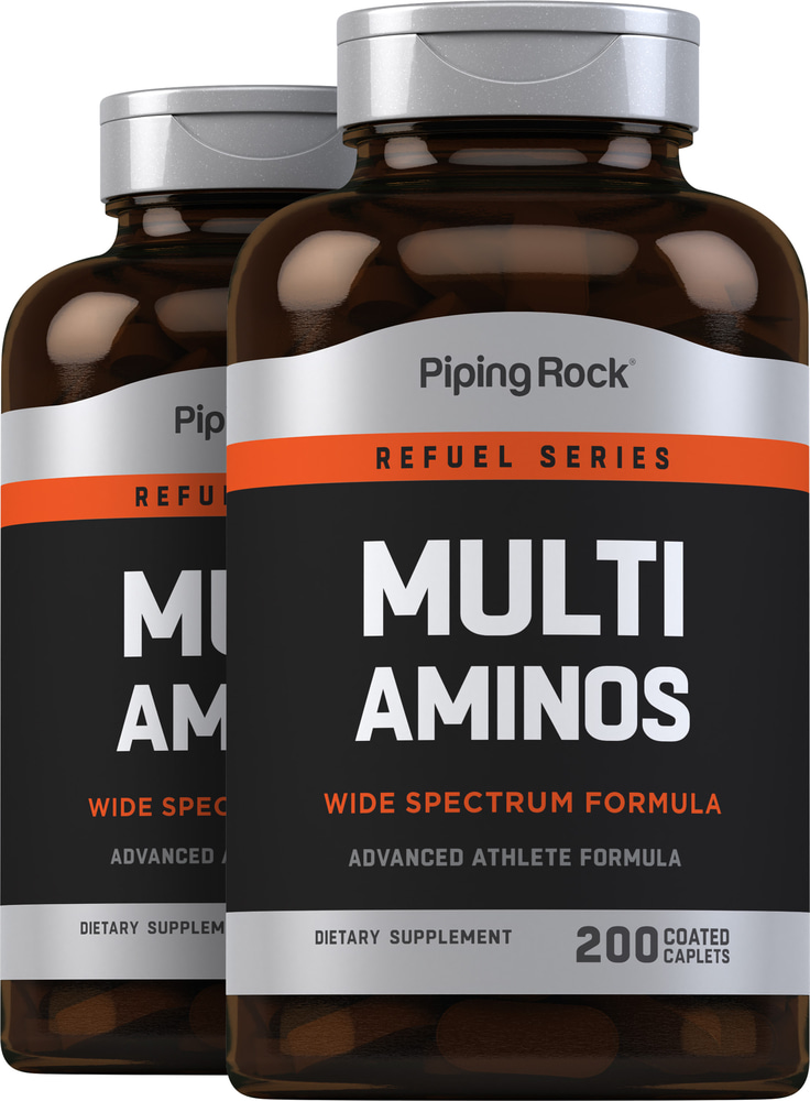 Multi Aminos 200 Coated Caplets 2 Bottles Pipingrock Health Products