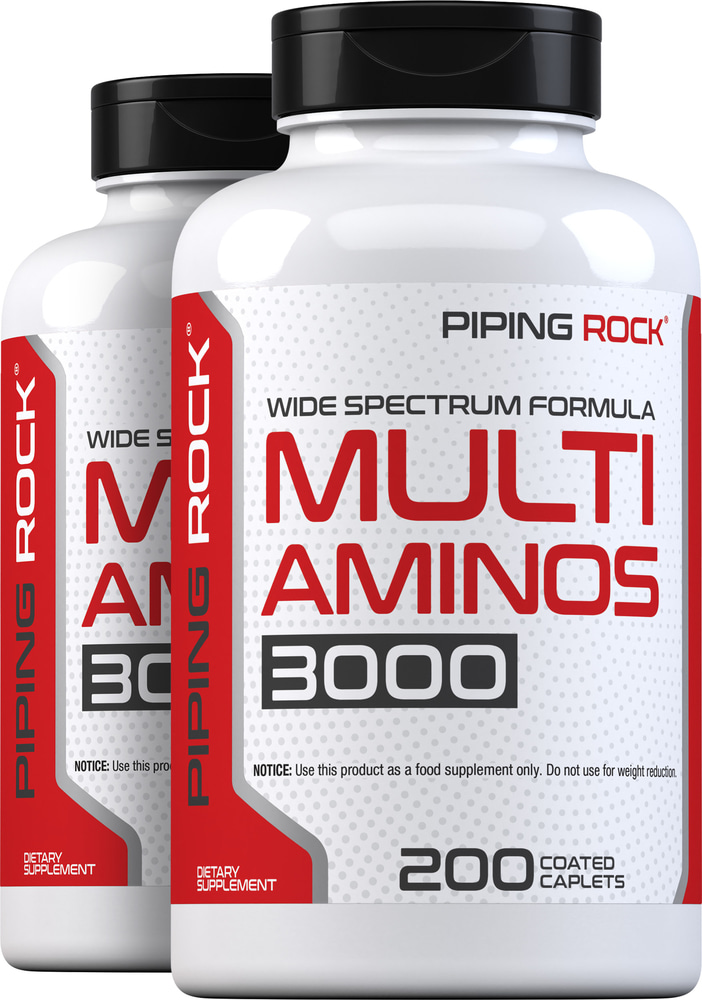 Multi Aminos 200 Coated Caplets 2 Bottles Pipingrock Health Products