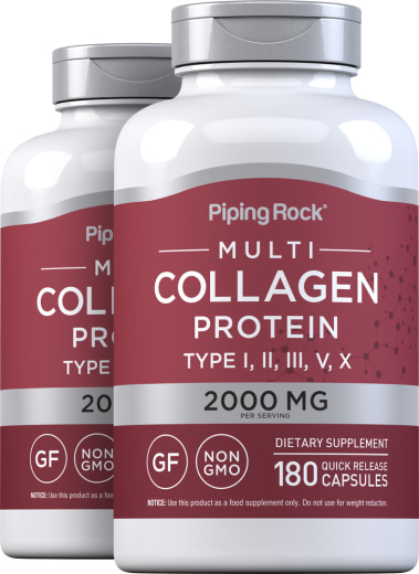 Multi Collagen Protein (Types I, II, III, V, X), 2000 mg, 180 Quick Release Capsules, 2  Bottles