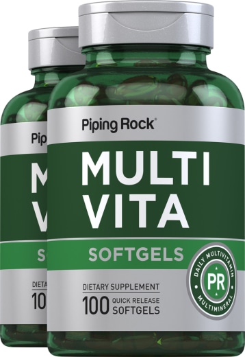 Multi-Vita (monivitamiini mineraali), 100 Pikaliukenevat geelit, 2  Pulloa