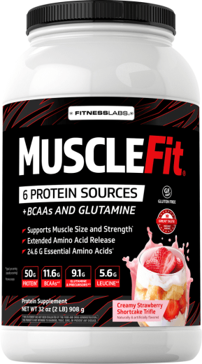 โปรตีน MuscleFIt (ไอศกรีมสตรอว์เบอร์รี), 2 lb (908 g) ขวด