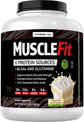 Proteín MuscleFIt (prírodná vanilka), 5 lb (2.268 kg) Fľaša