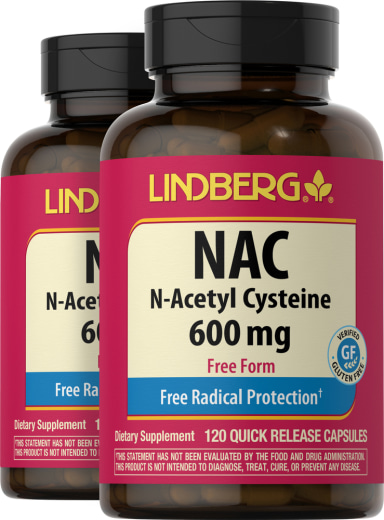 NAC N-Acetyl-Cystein, 600 mg, 120 Kapseln mit schneller Freisetzung, 2  Flaschen
