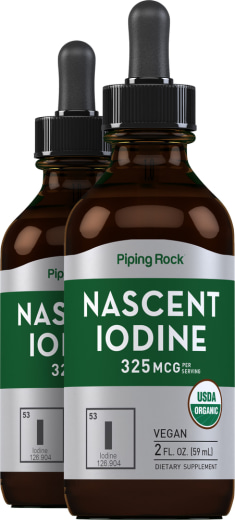 Nascent Iodine (Organic), 325 mcg, 2 fl oz (59 mL) Dropper Bottles, 2  Bottles