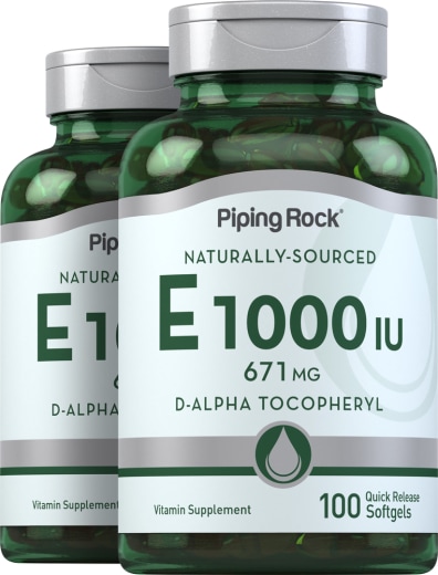 Natural Vitamin E, 1000 IU, 100 Quick Release Softgels, 2  Bottles