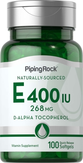 Vitamina E natural, 400 IU, 100 Cápsulas blandas de liberación rápida