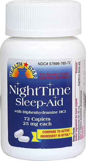 Auxiliar de Sono Noturno (HCl diafenidramina 25 mg), Compare to, 72 Comprimidos