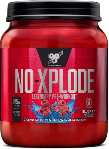 N.O. Xplode Pre-Workout Powder (Blue Raz), 2.45 lbs Bottle
