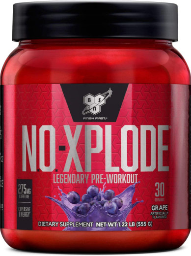 N.O. Xplode Pre-Workout Powder (Grape), 1.22 lb (555 g) Bottle