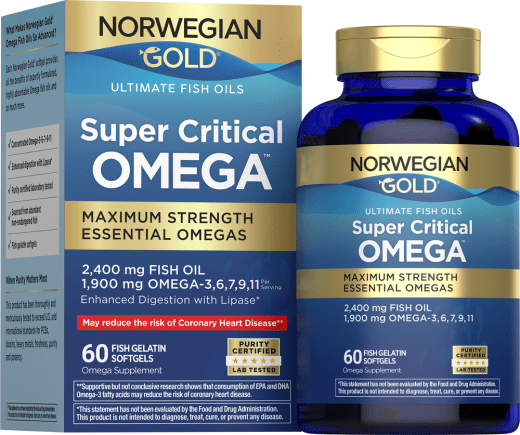 Norwegian Gold Super Critical Omega, 60 Fish Gelatin Softgels