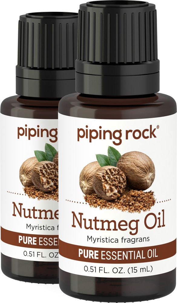 Nutmeg Pure Essential Oil (GC/MS Tested), 1/2 fl oz (15 ml) Dropper Bottle, 2 Dropper Bottles
